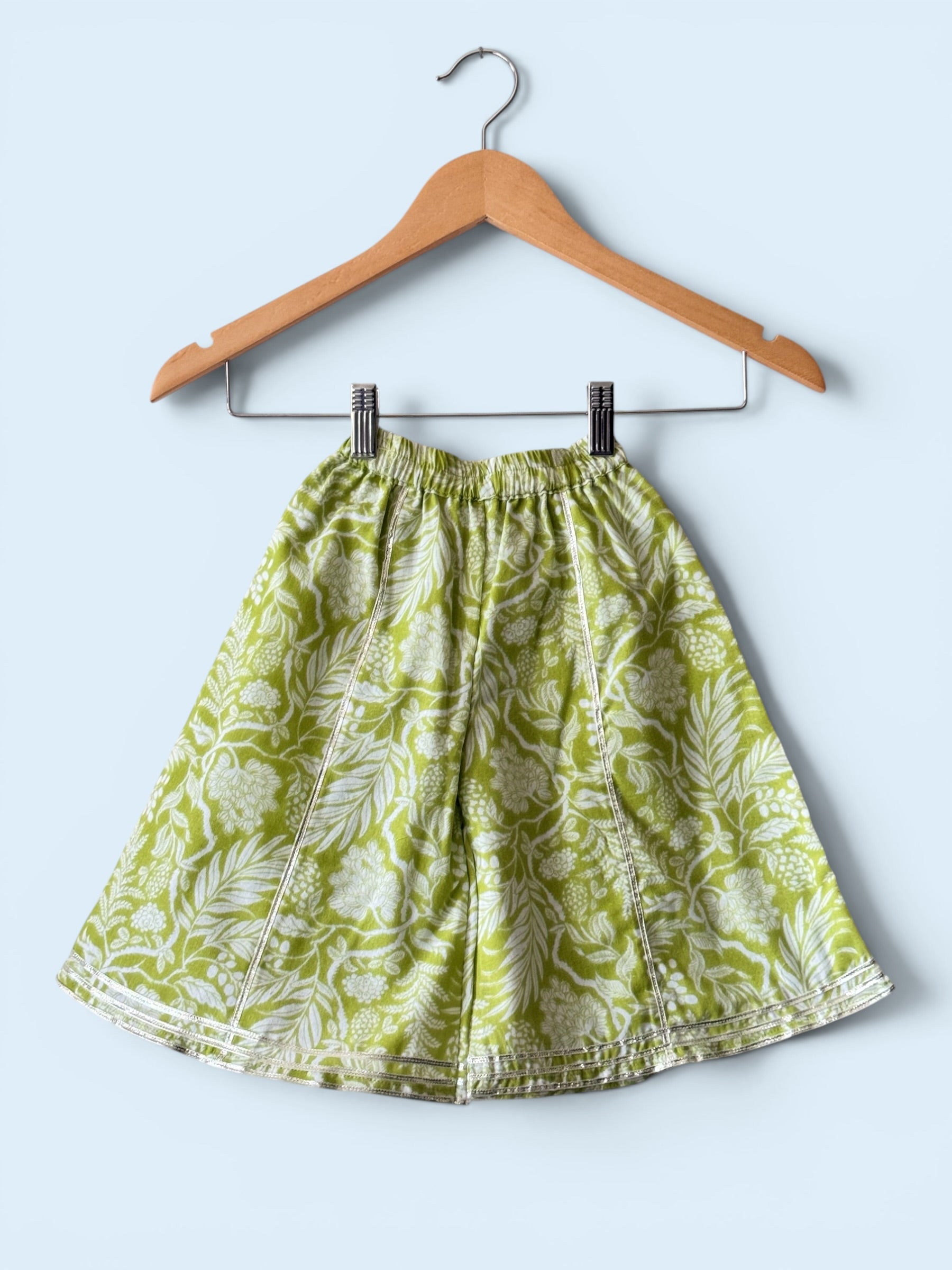 Girls Botanical Print Cotton Kurti & Kalidar Palazzo Set