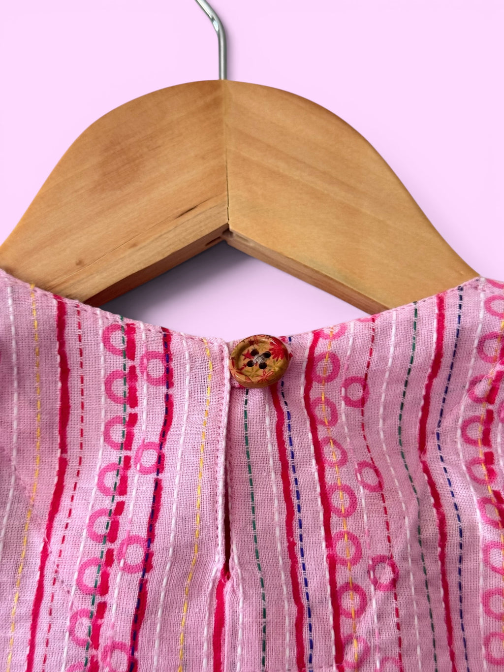 Girls Pink Stripe Kantha Style Barbie-core Farshi Salwar Suit