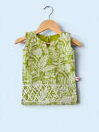 Girls Botanical Print Cotton Kurti & Kalidar Palazzo Set