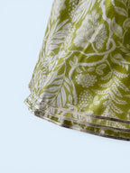 Girls Botanical Print Cotton Kurti & Kalidar Palazzo Set