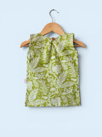 Girls Botanical Print Cotton Kurti & Kalidar Palazzo Set
