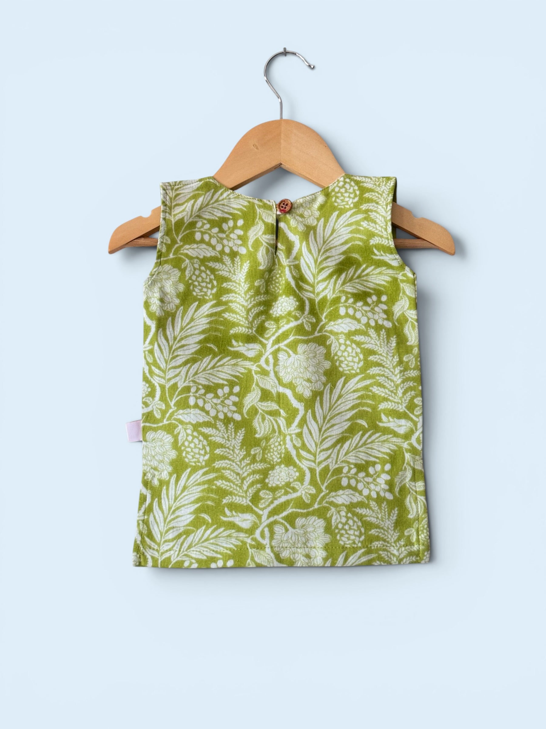 Girls Botanical Print Cotton Kurti & Kalidar Palazzo Set
