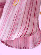 Girls Pink Stripe Kantha Style Barbie-core Farshi Salwar Suit