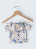 Boys Marine Print 100% Linen Shirt