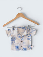 Boys Marine Print 100% Linen Shirt