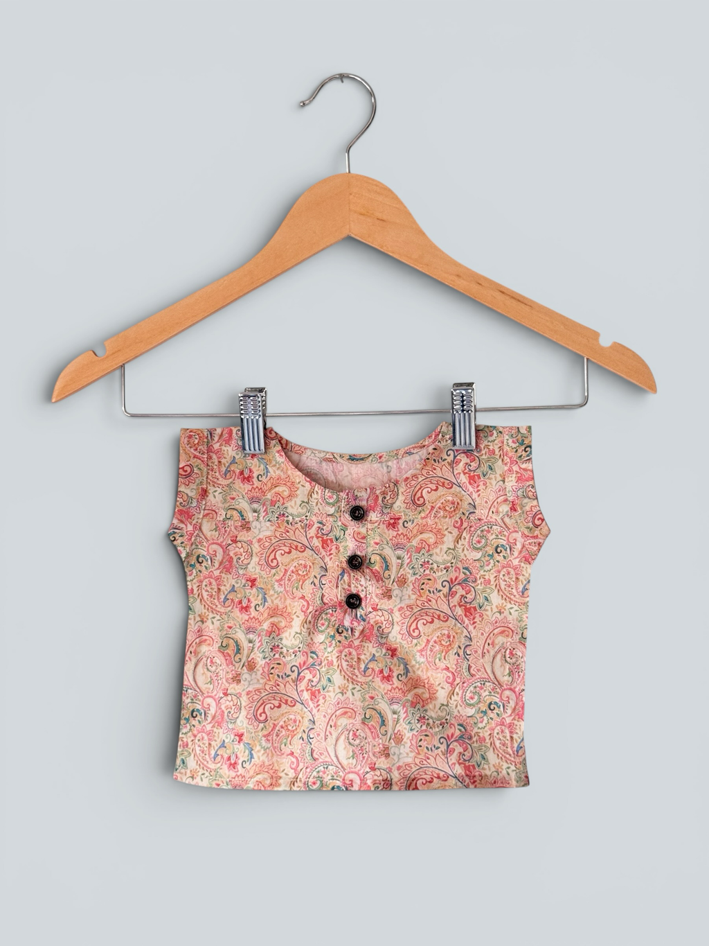 Boys Paisley Print Cotton Kurta Style Shirt