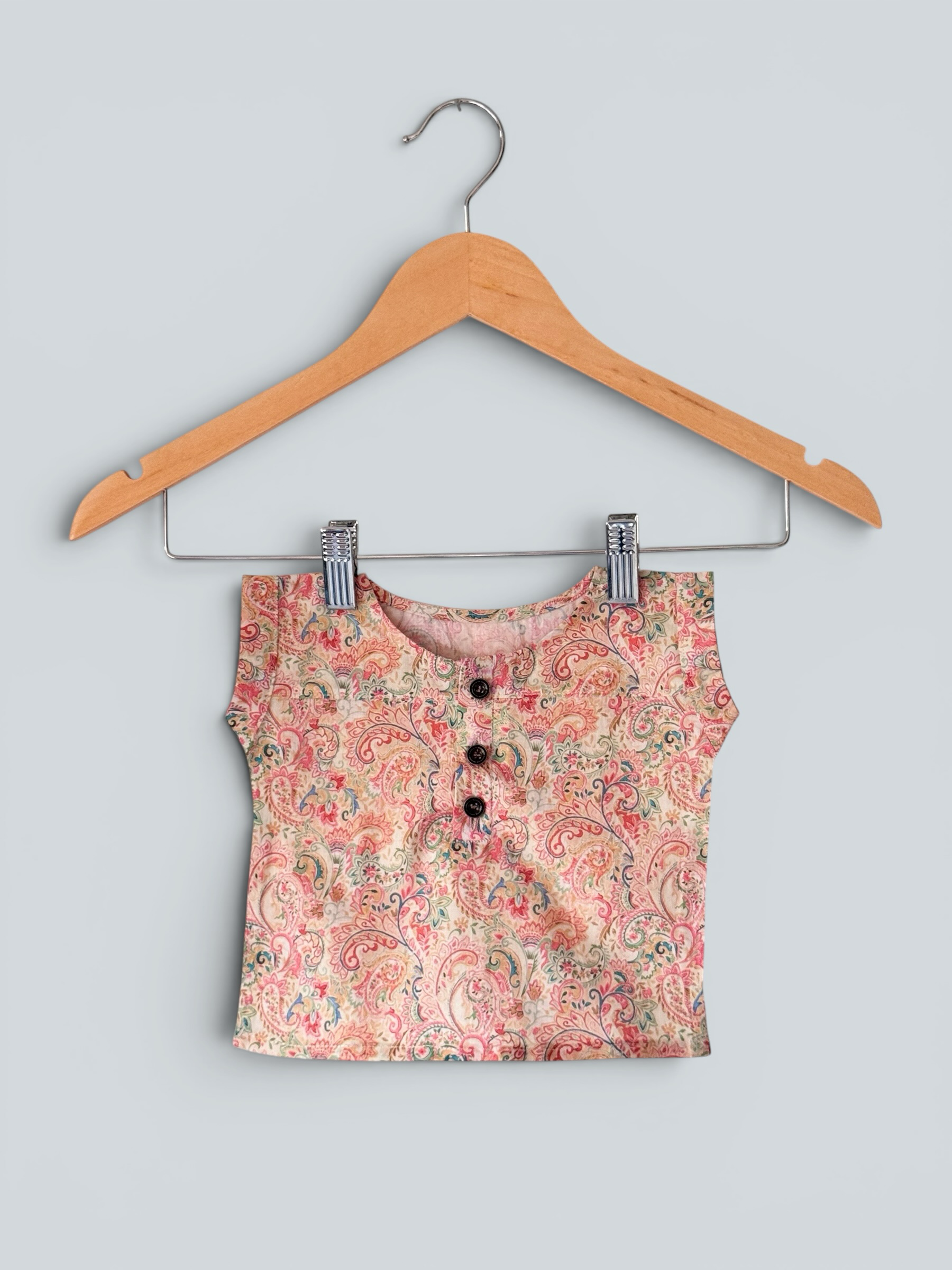 Boys Paisley Print Cotton Kurta Style Shirt