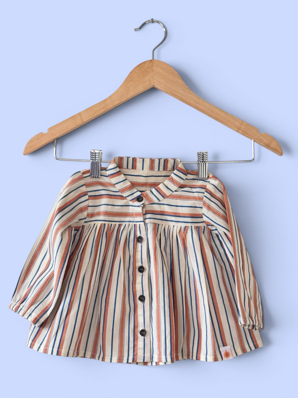 Girls Striped Top with Puffed Sleeves