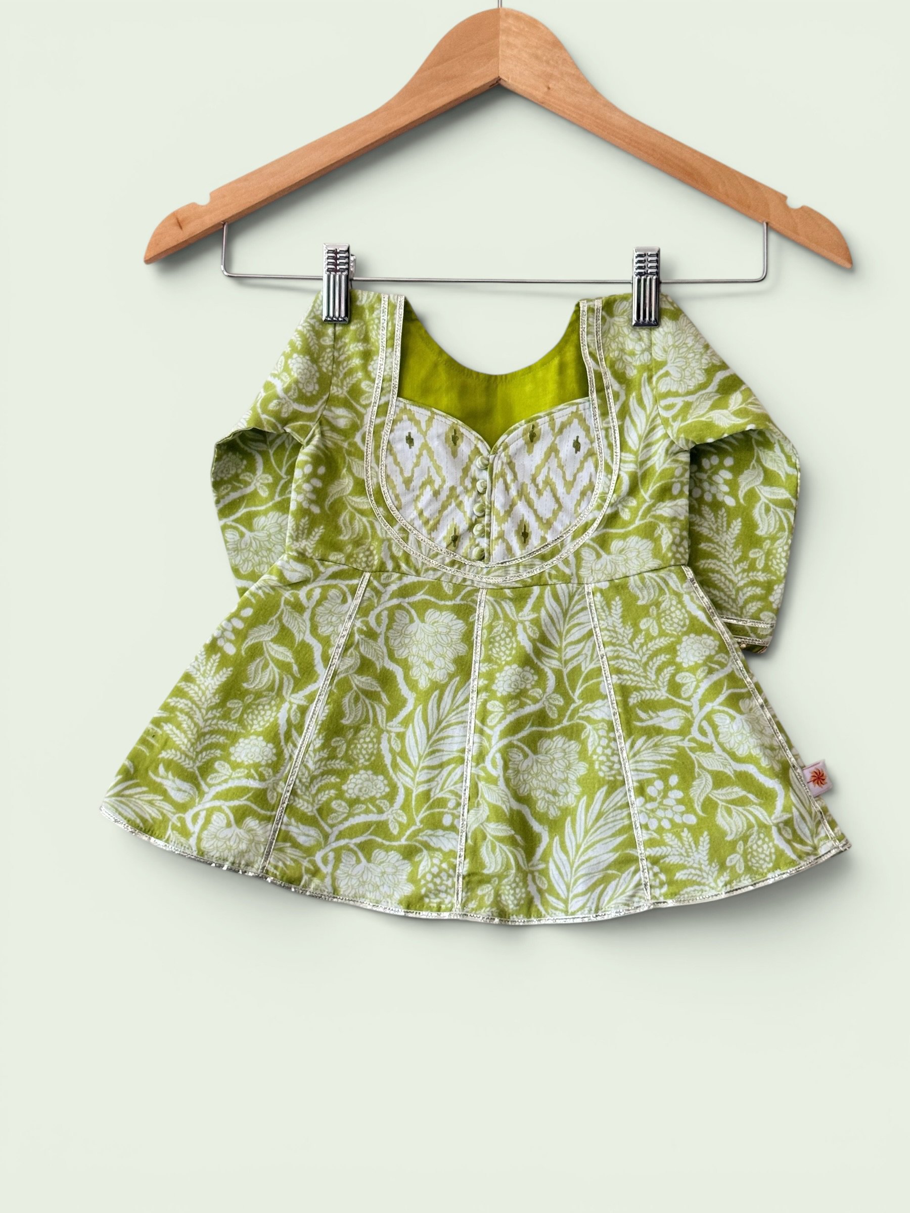 Girls Printed Cotton Kalidar Kurti & Dhoti Pants Set