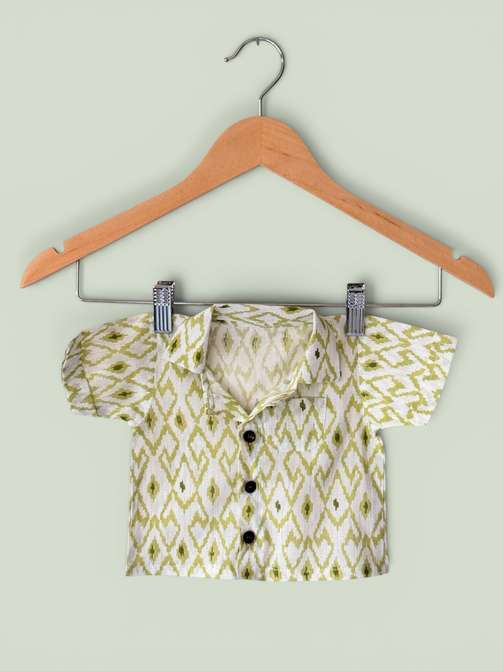 Boys Geometric Print Cotton Shirt With Double Collar