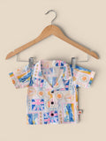 Boys Cutesy Printed 100% Linen Shirt