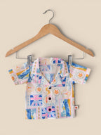Boys Cutesy Printed 100% Linen Shirt