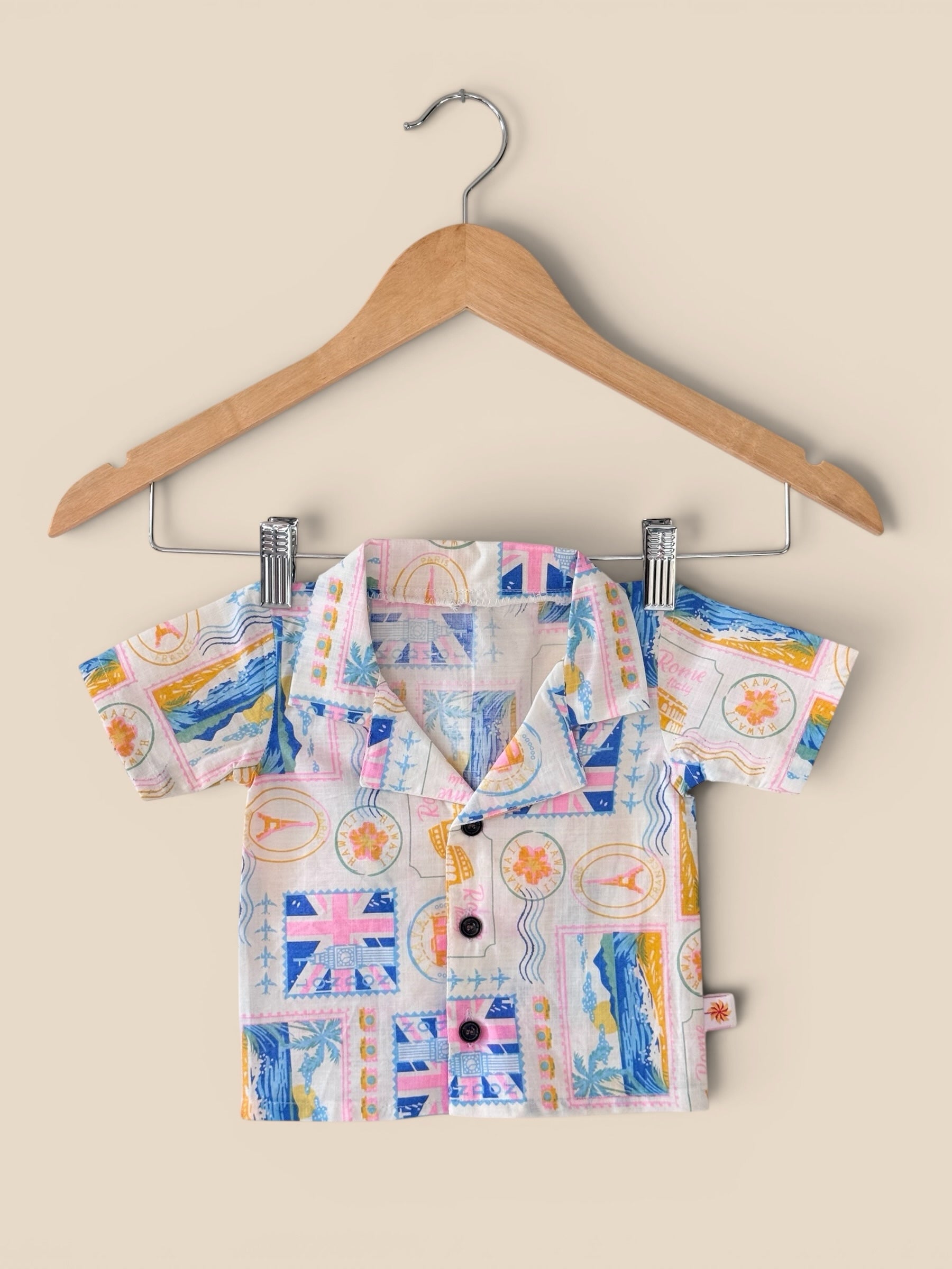 Boys Cutesy Printed 100% Linen Shirt