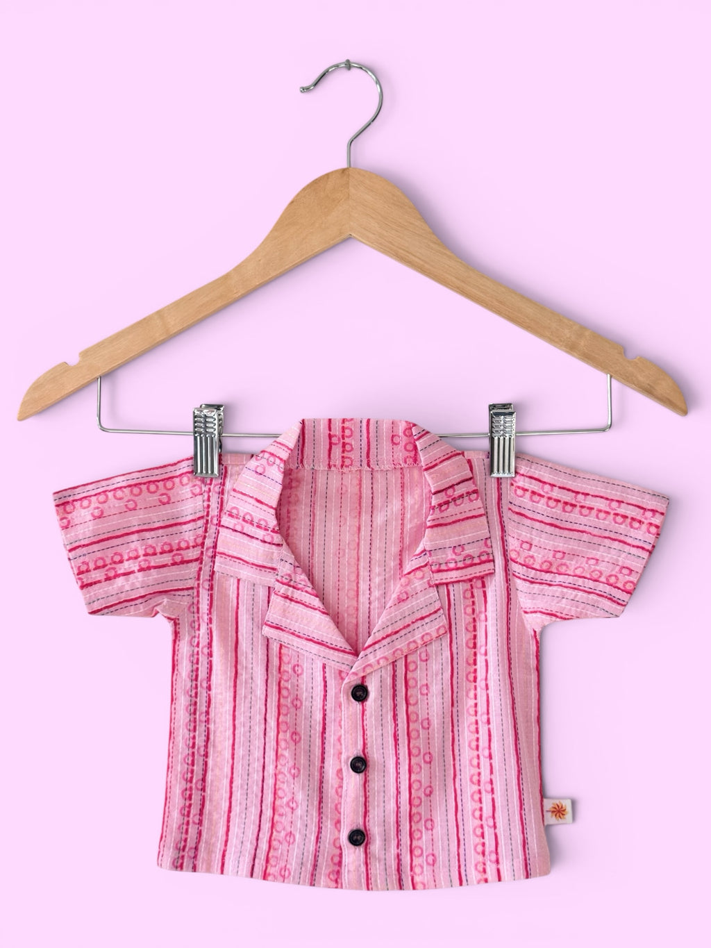 Boys baby Pink Vertical Stripes Cotton Shirt