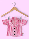 Boys baby Pink Vertical Stripes Cotton Shirt