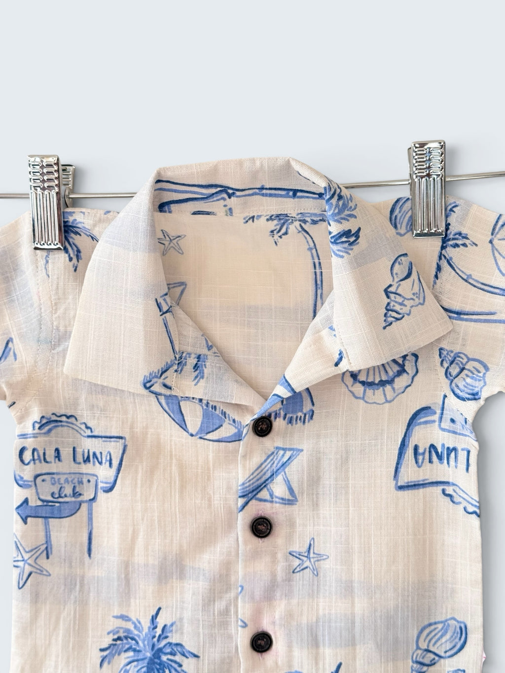 Boys Marine Print 100% Linen Shirt