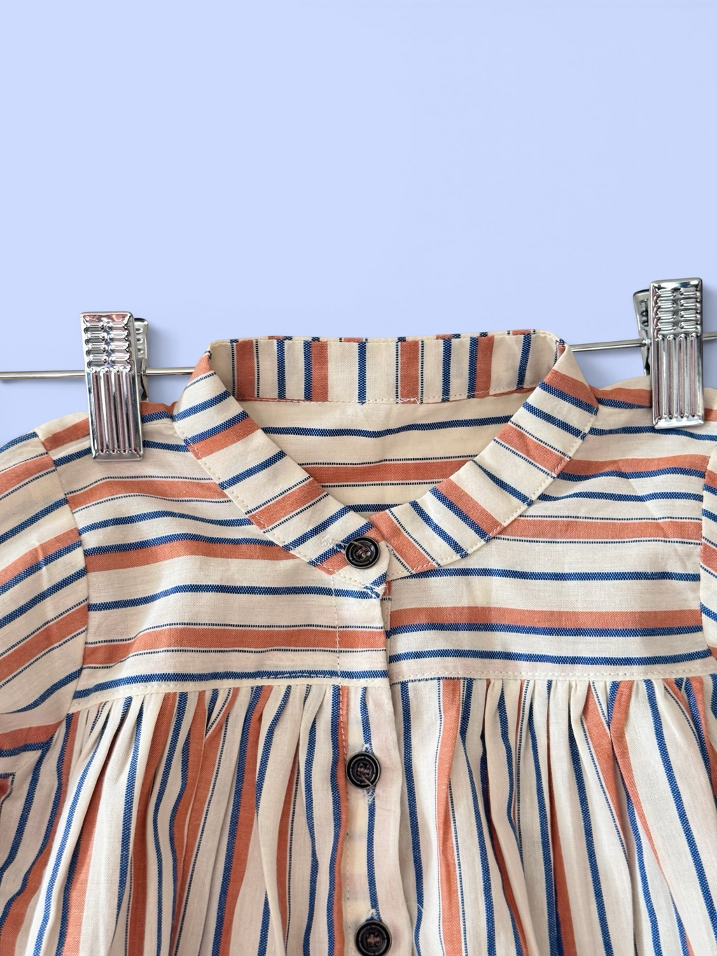 Girls Striped Top with Puffed Sleeves