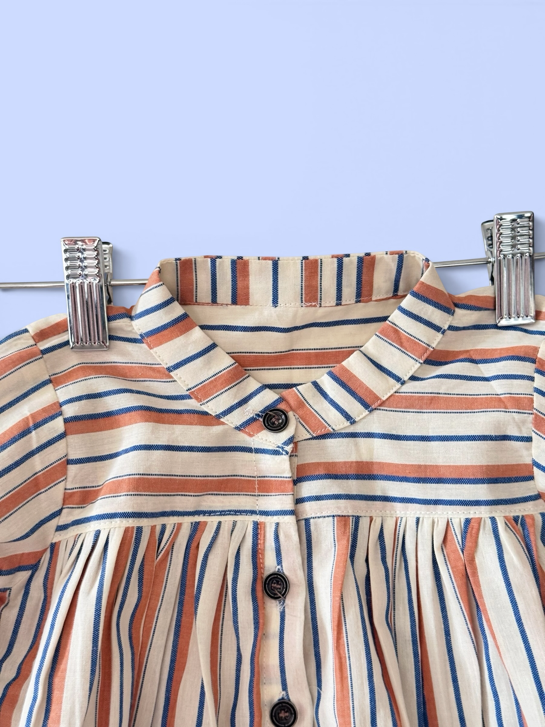 Girls Striped Top with Puffed Sleeves