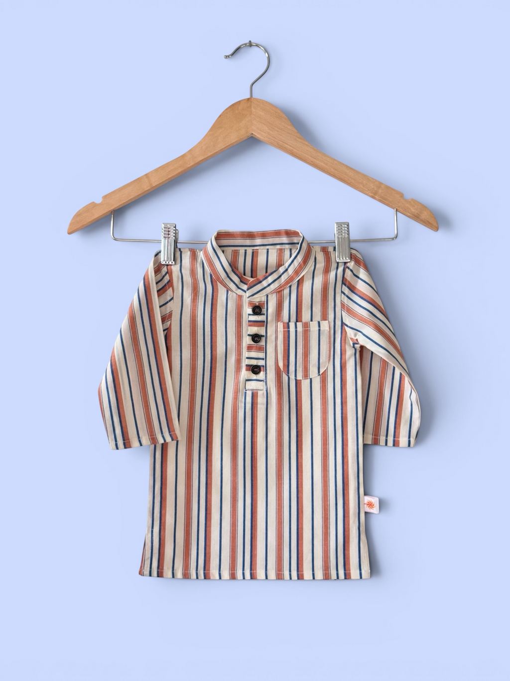Boys Vertical Stripes Cotton Kurta Pajama Set