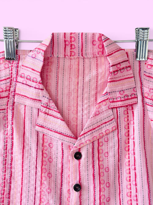 Boys baby Pink Vertical Stripes Cotton Shirt