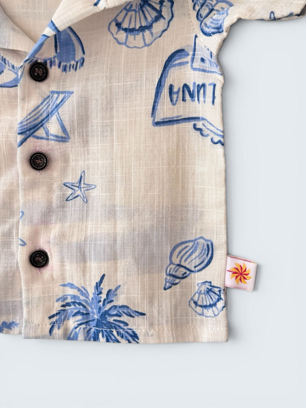 Boys Marine Print 100% Linen Shirt
