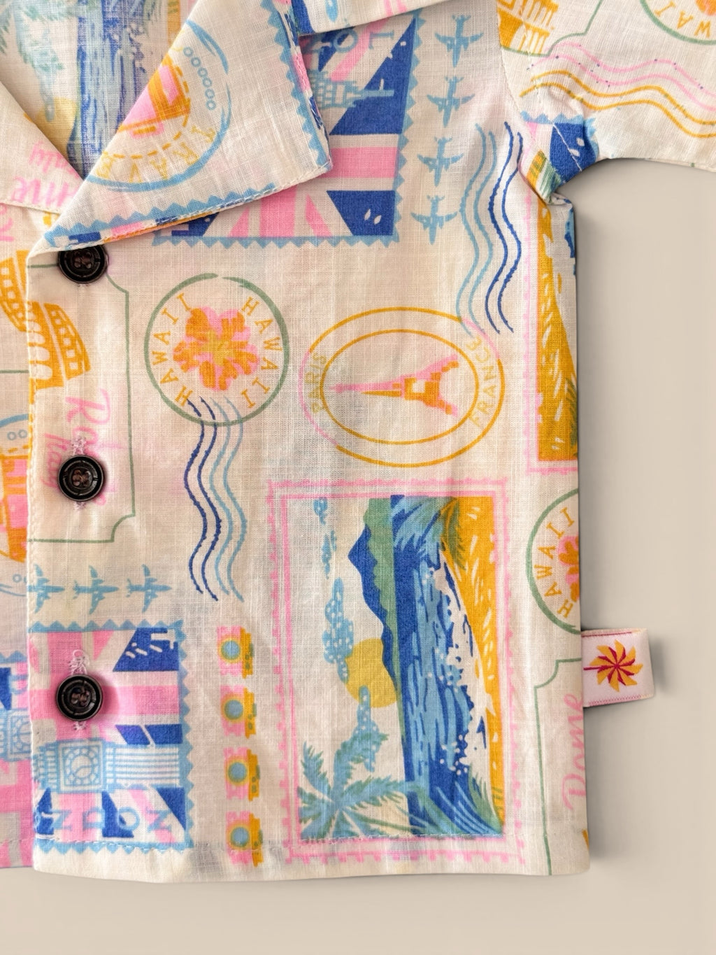 Boys Cutesy Printed 100% Linen Shirt