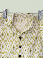 Boys Geometric Print Cotton Shirt With Double Collar