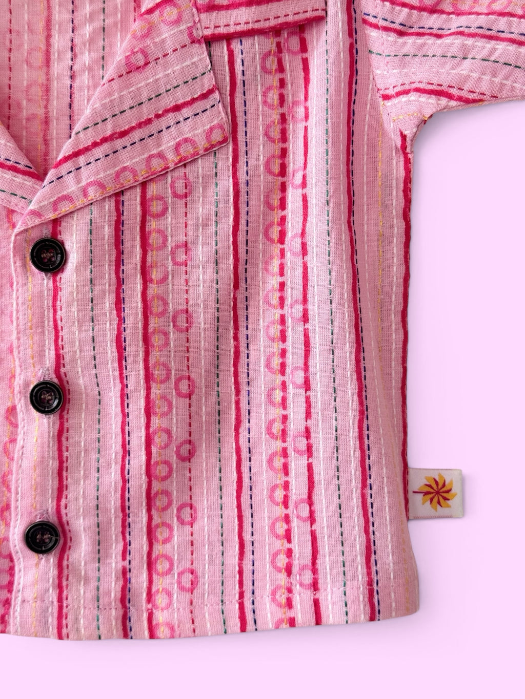 Boys baby Pink Vertical Stripes Cotton Shirt