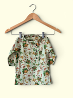 Boys Floral Print Kantha Stitch Style Kurta & Patiala Pajama Set