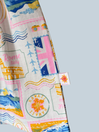 Girls Printed Linen Shirt Dress with Peter Pan Collar