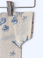 Girls Beach Inspired Print Gathered Linen dress With Pockets
