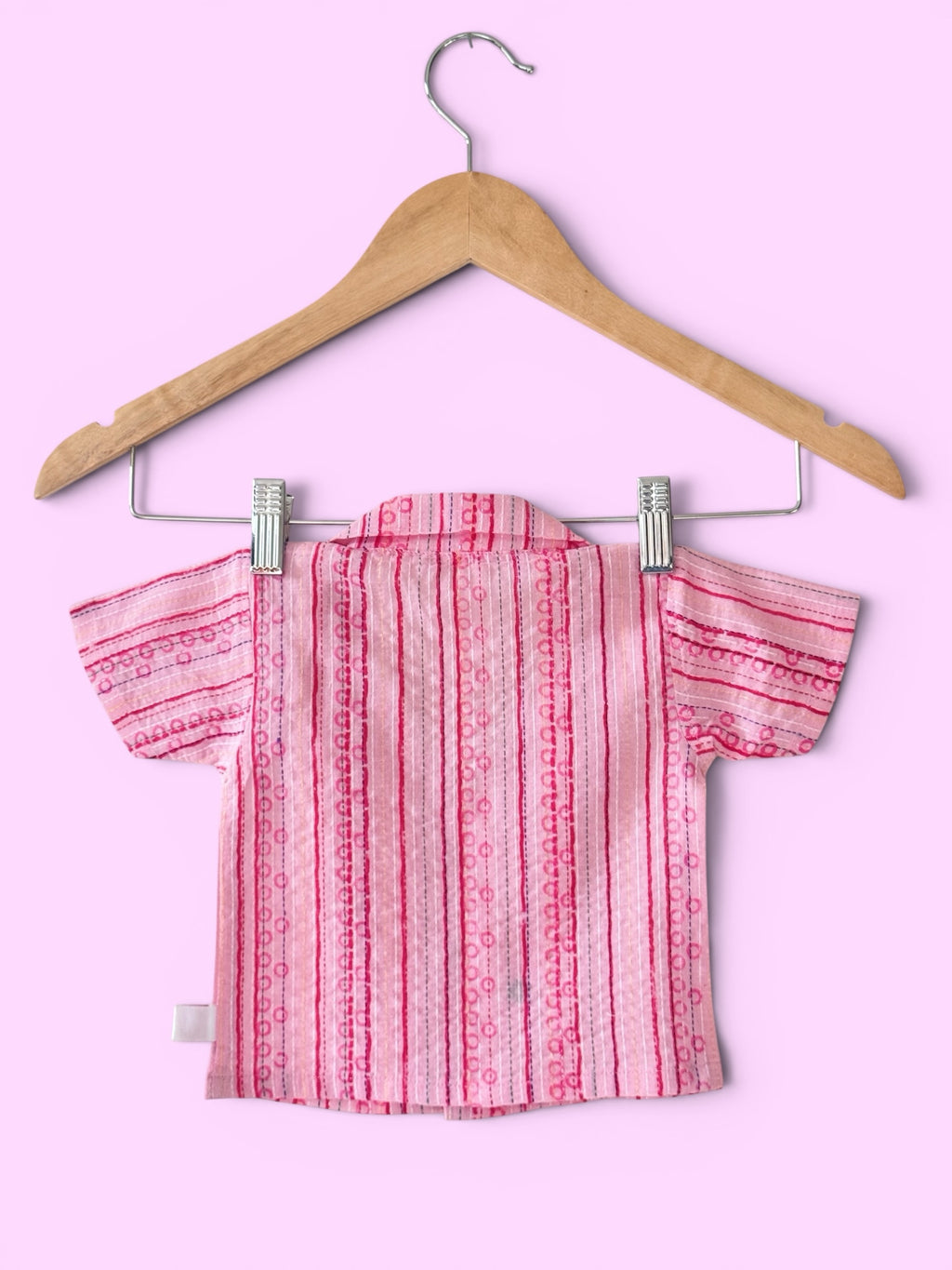 Boys baby Pink Vertical Stripes Cotton Shirt