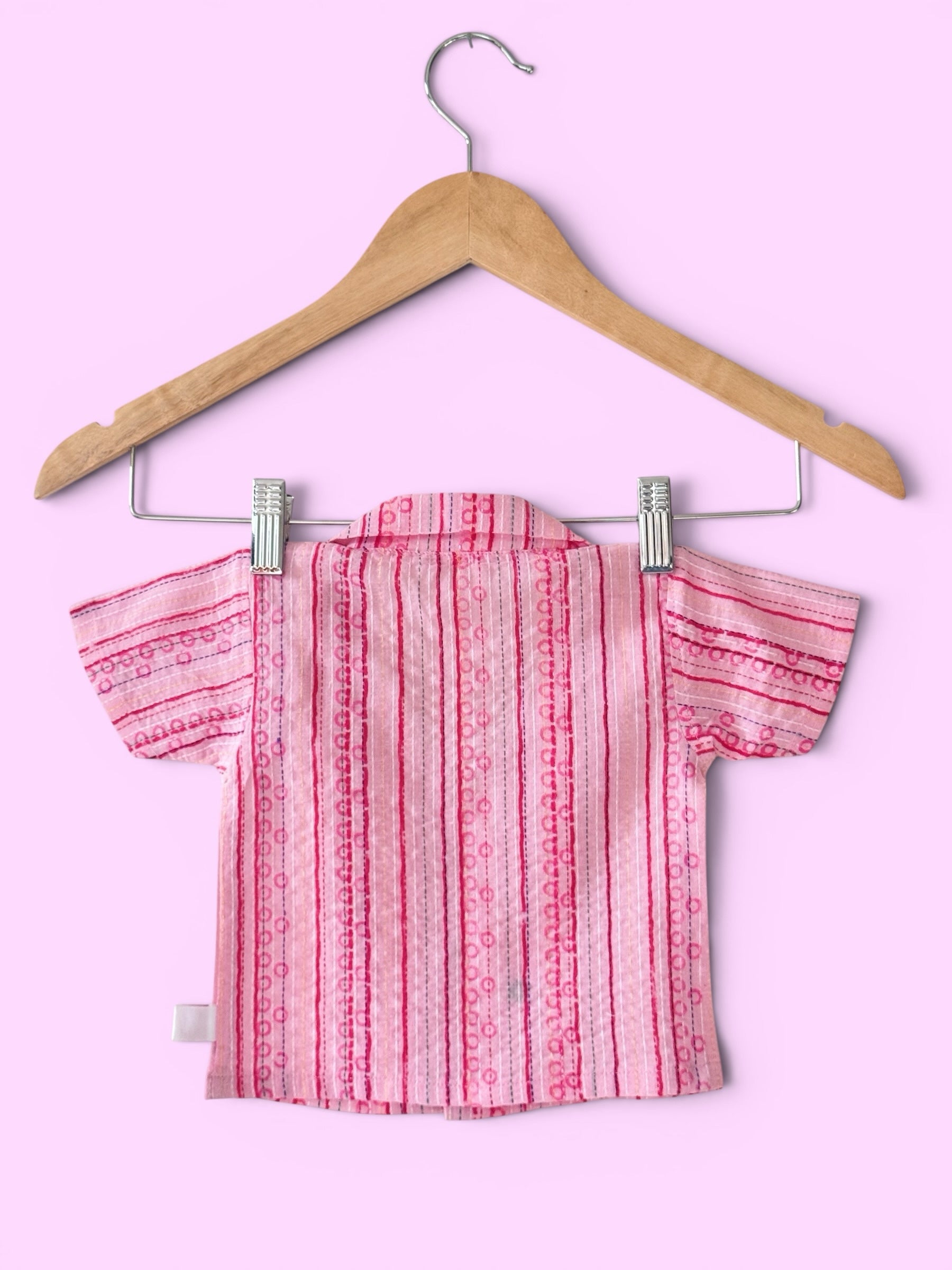 Boys baby Pink Vertical Stripes Cotton Shirt