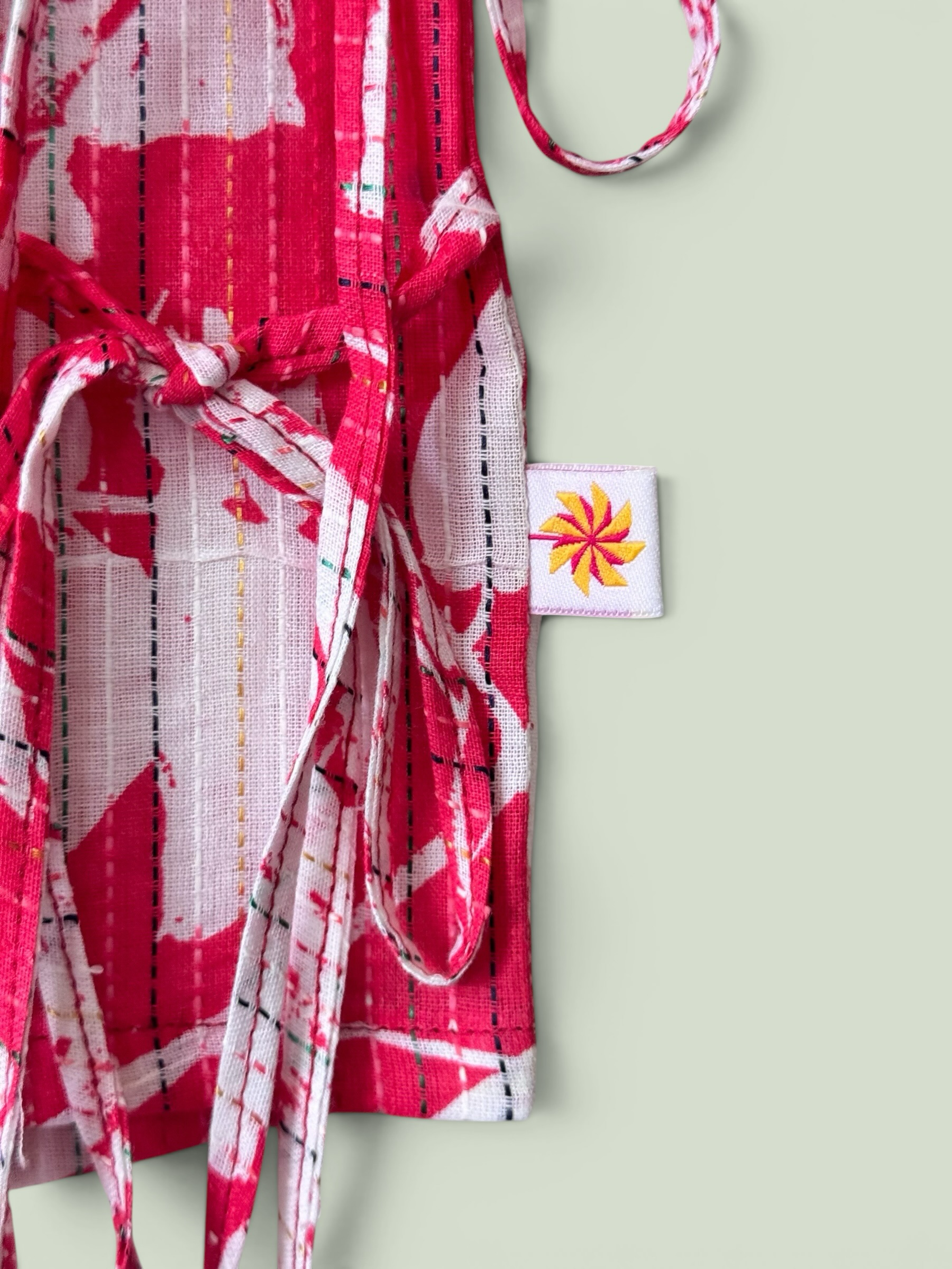 Boys Floral Print Angrakha Kurta & White Pajama Set