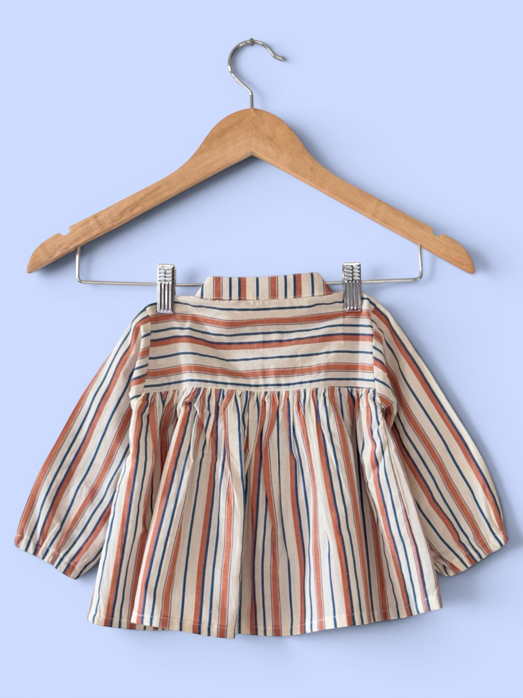 Girls Striped Top with Puffed Sleeves