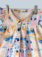 Girls Printed Linen Shirt Dress with Peter Pan Collar