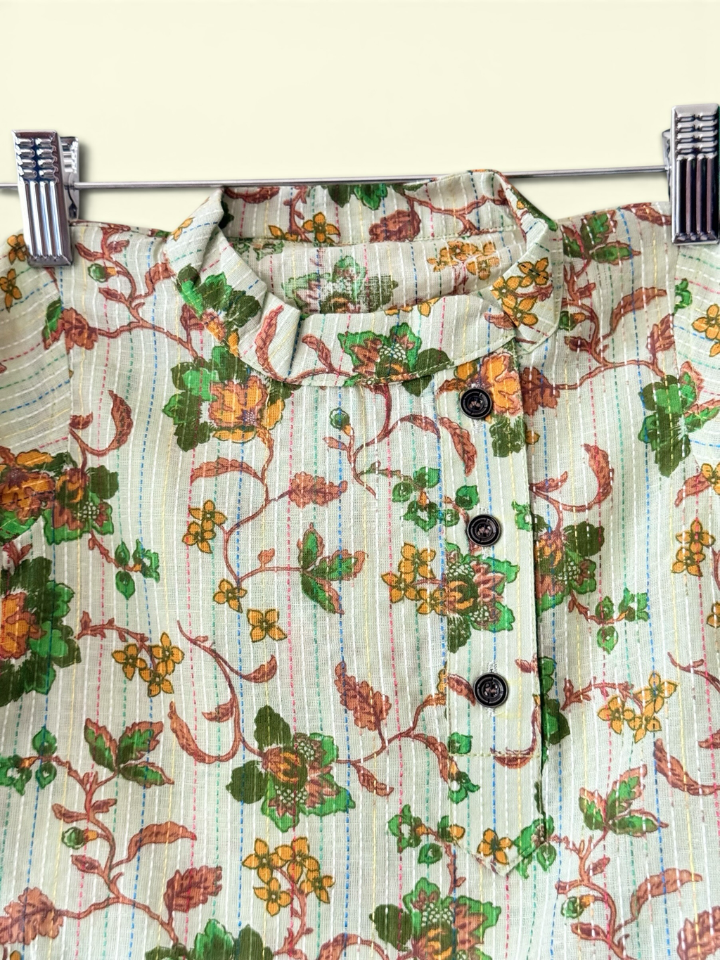 Boys Floral Print Kantha Stitch Style Kurta & Patiala Pajama Set