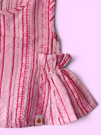 Girls Pink Stripe Kantha Stitch Style Barbie-core Top