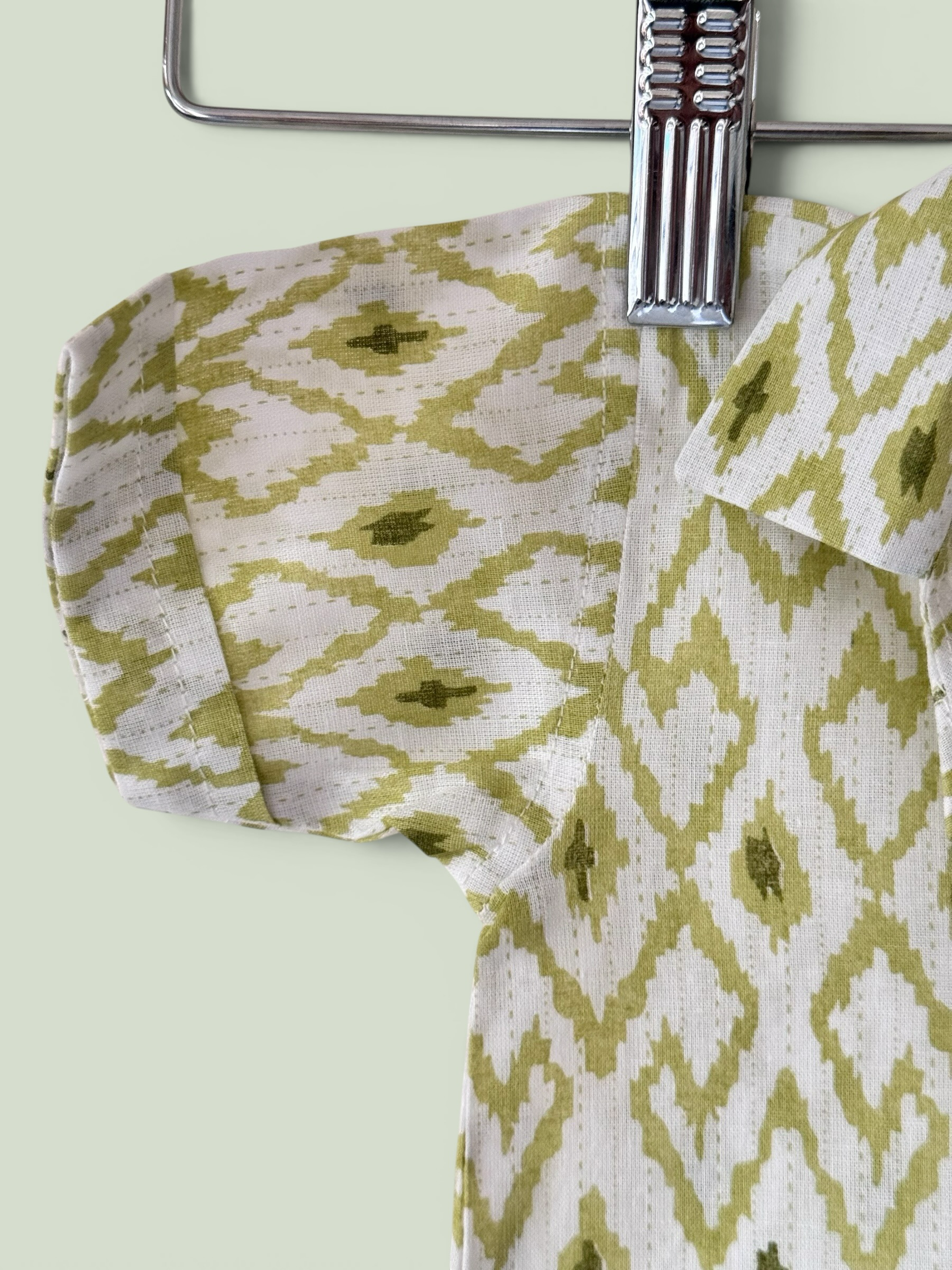 Boys Geometric Print Cotton Shirt With Double Collar