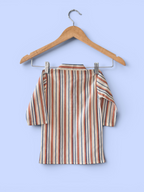 Boys Vertical Stripes Cotton Kurta Pajama Set