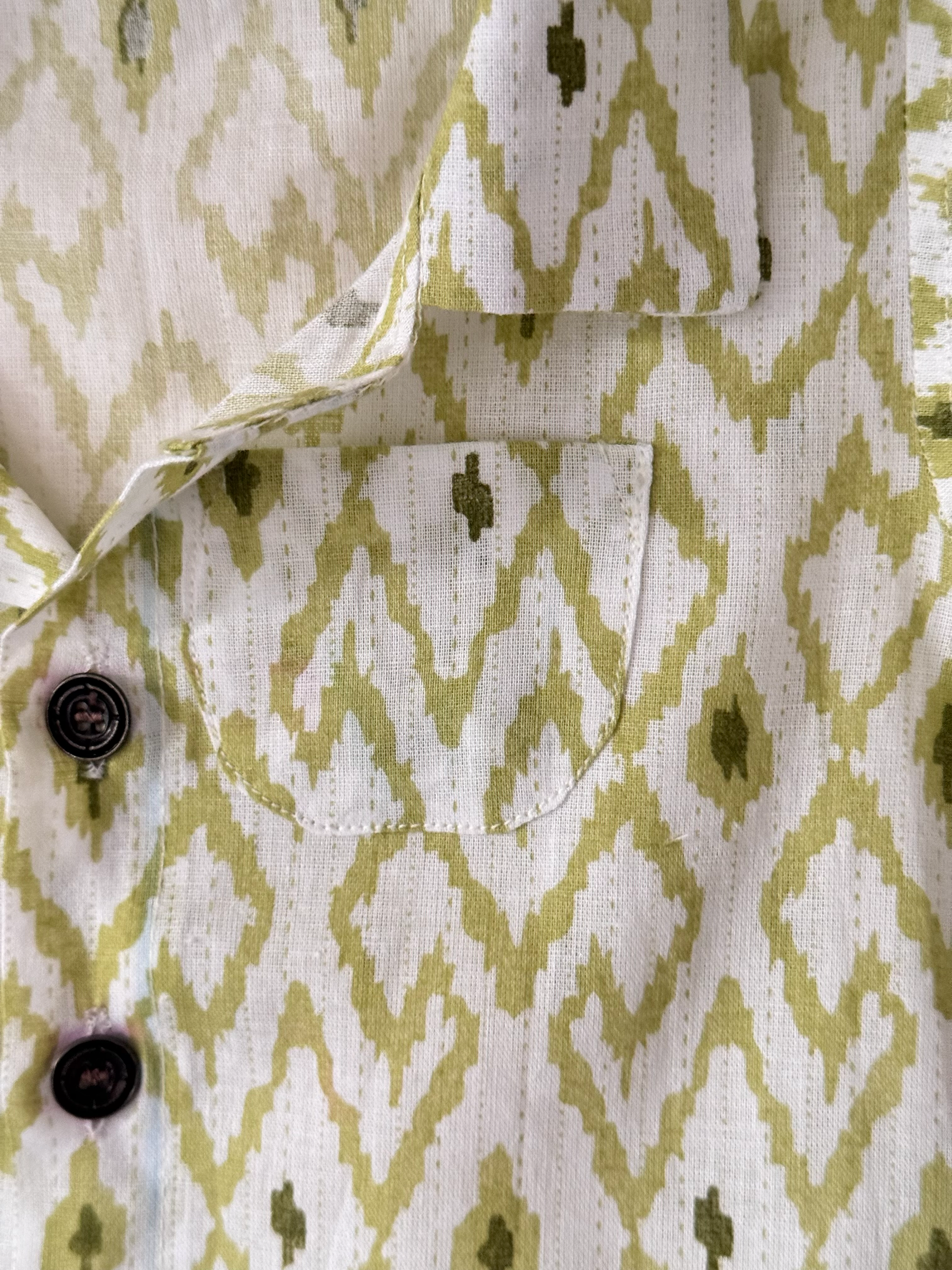 Boys Geometric Print Cotton Shirt With Double Collar