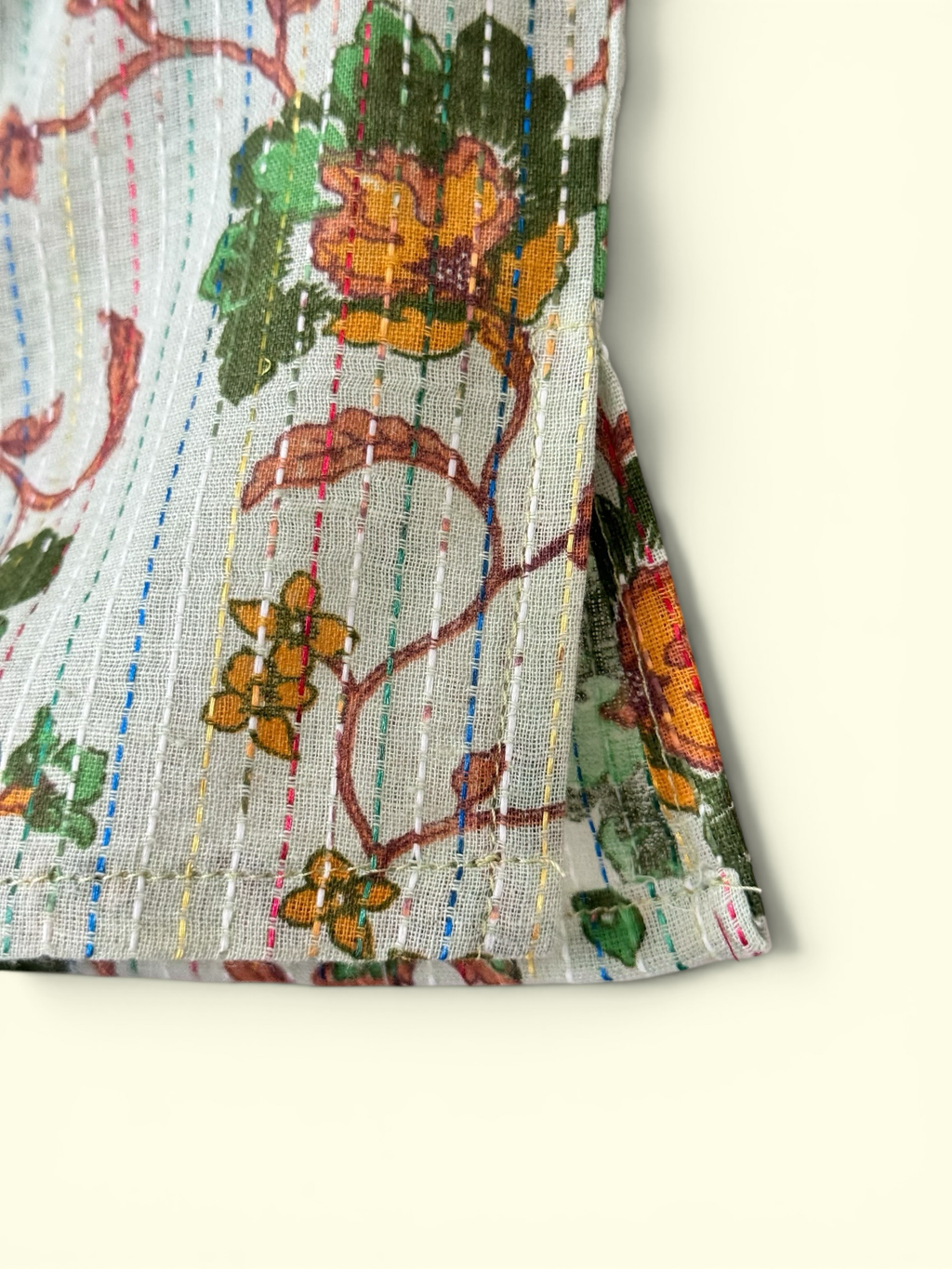 Boys Floral Print Kantha Stitch Style Kurta & Patiala Pajama Set