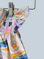 Girls Printed Linen Shirt Dress with Peter Pan Collar