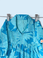 Girls Tropical Print Kantha Stitch Style Gathered Top