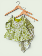 Girls Printed Cotton Kalidar Kurti & Dhoti Pants Set