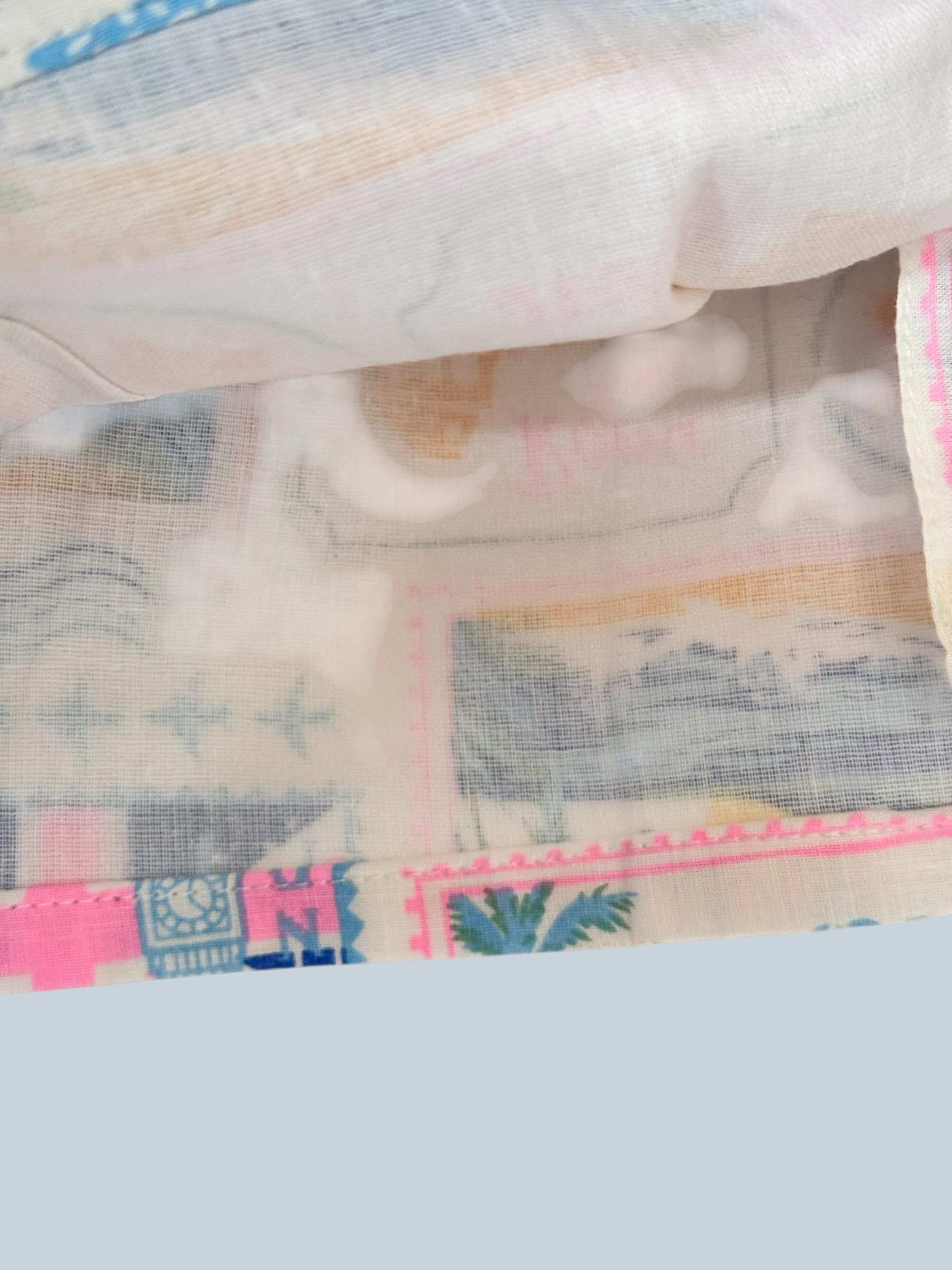 Girls Printed Linen Shirt Dress with Peter Pan Collar