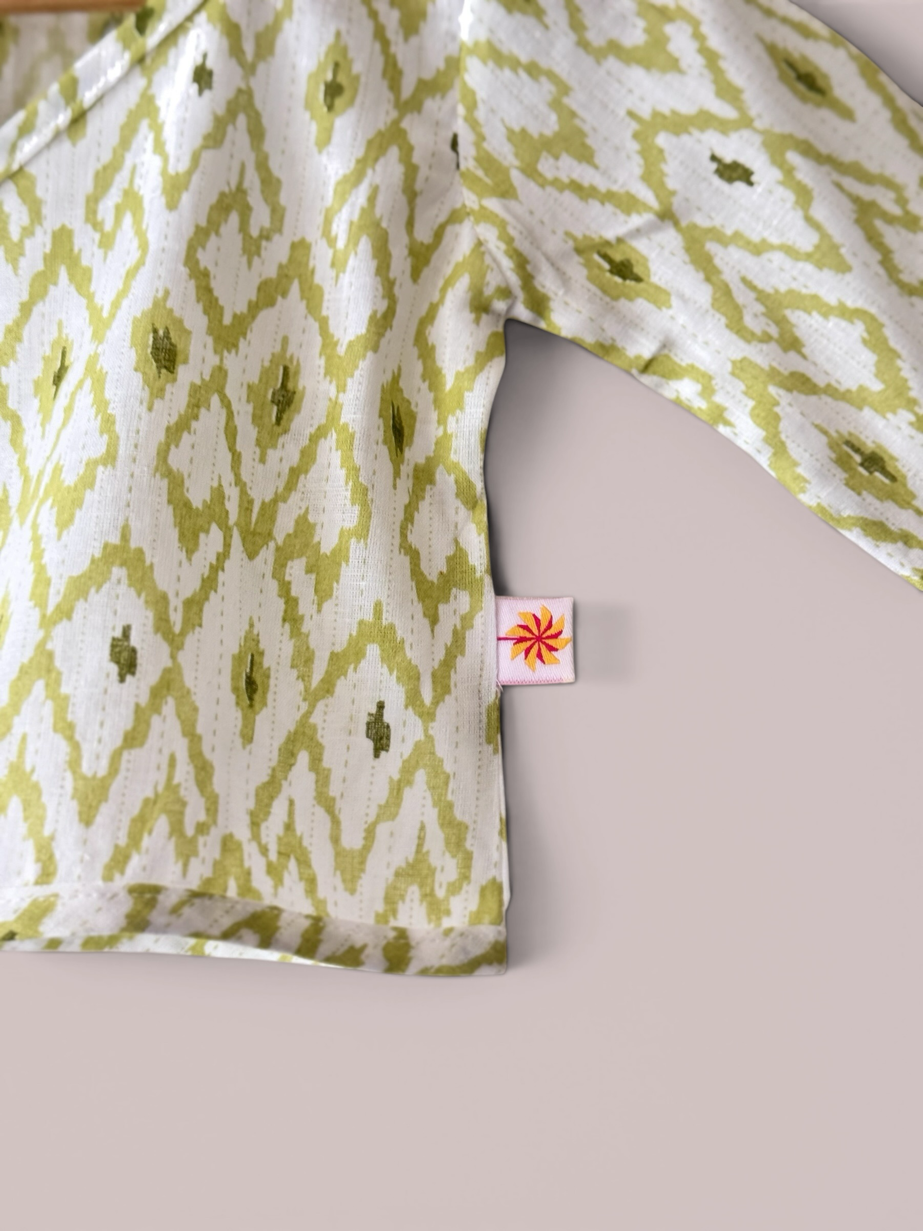 Unisex Geometric Print Cotton Angrakha Baby Set (Pack Of 2)
