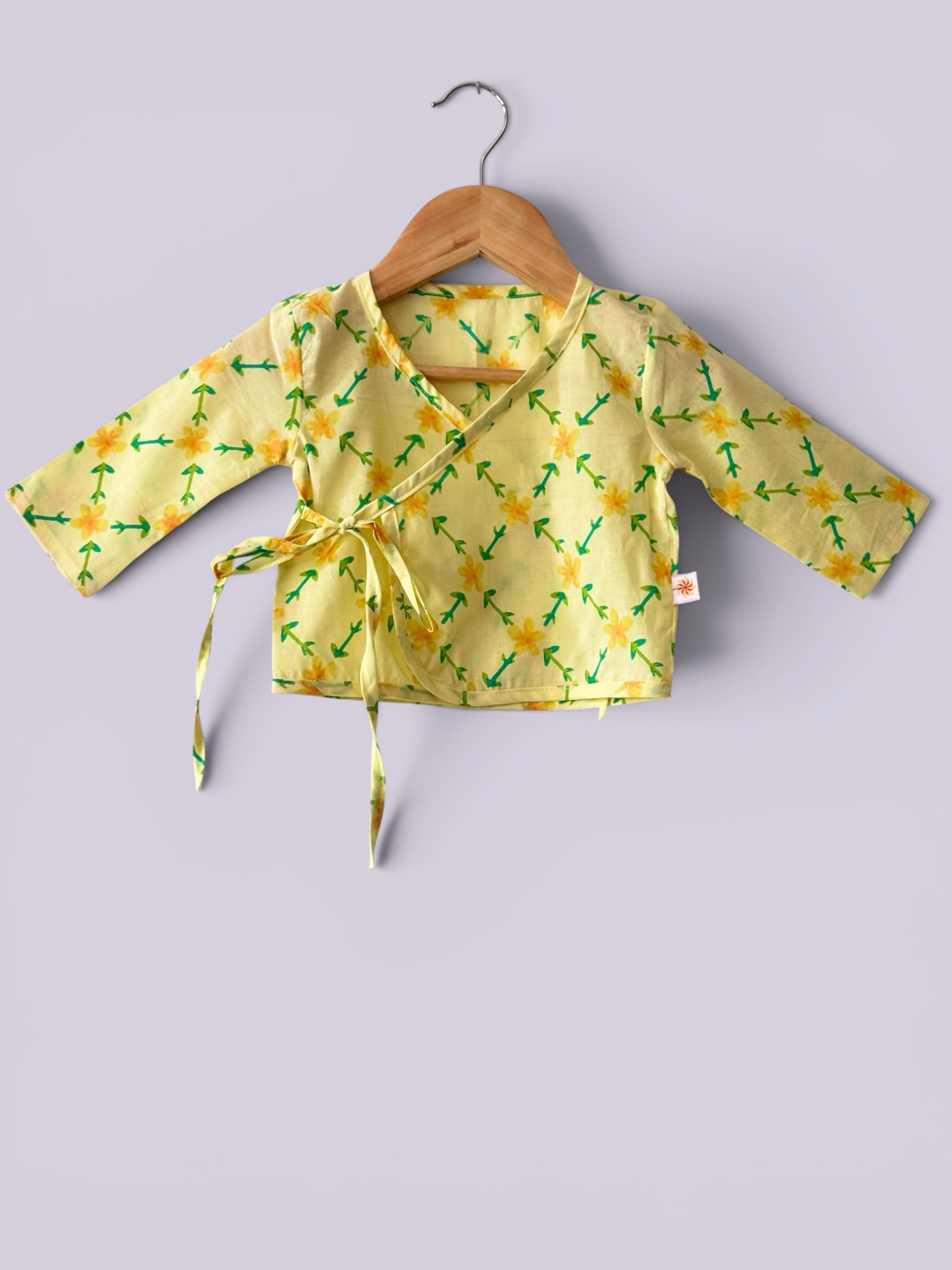 Unisex Floral Print Cotton Angrakha Baby Set (Pack Of 2)